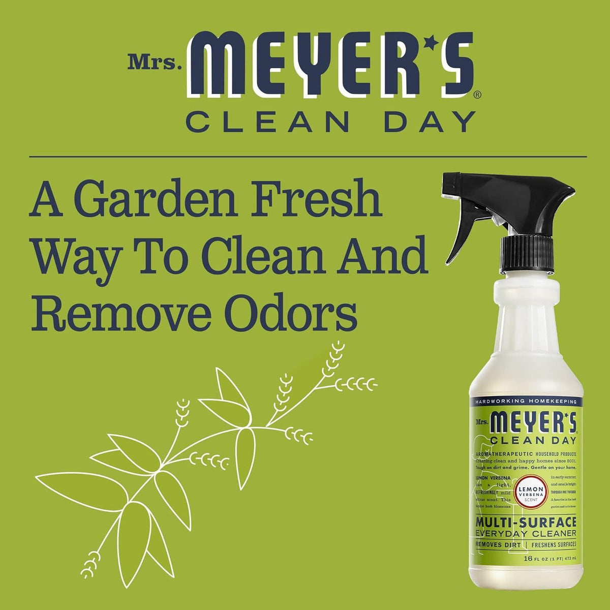 Mrs. Meyer's Multi-Surface Everyday Cleaner Spray, Lemon Verbena, 16 Fl oz -