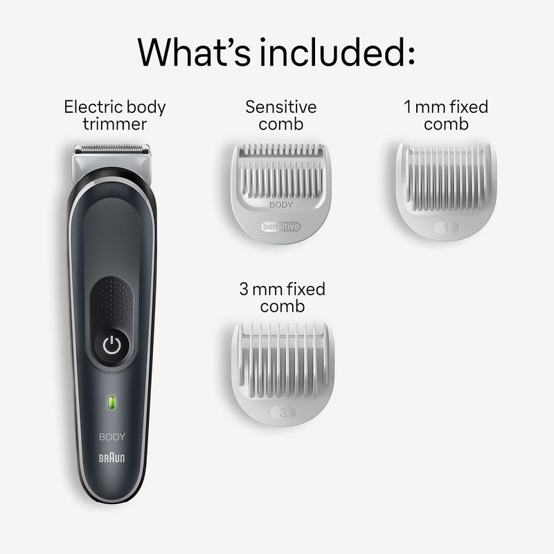 Braun Series 3 Body Groomer Trimmer Kit BG3340, Cordless, Rechargeable + 3 Attachment Combs