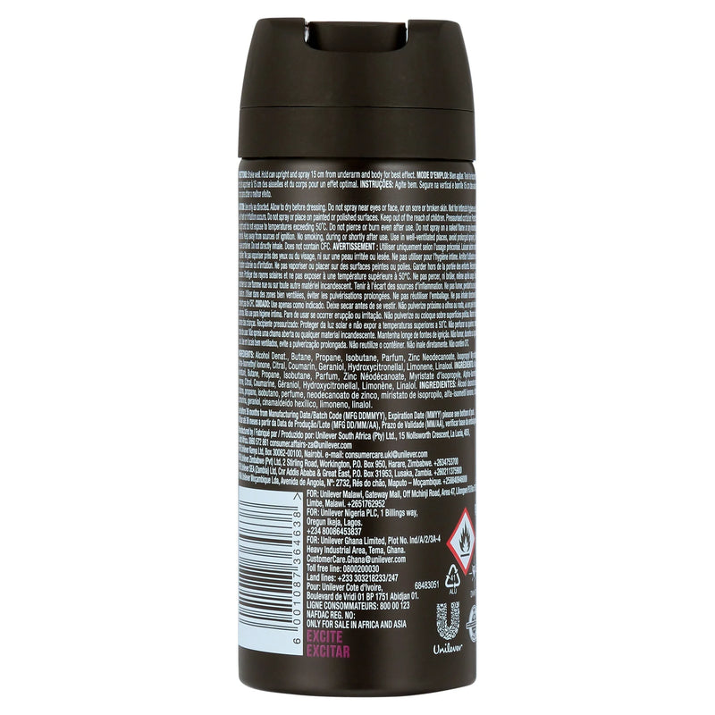 Axe Excite Mens Deodorant Body Spray, 150ml