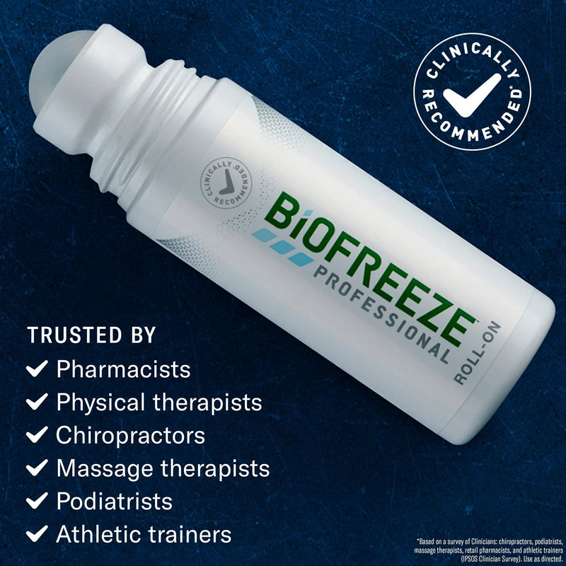 Biofreeze Professional Colorless Roll-On Menthol Pain Relieving Gel, 3oz