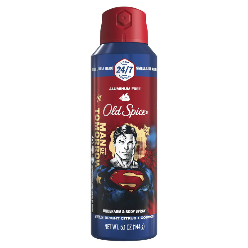 Old Spice Underarm & Body Spray, Superman, Bright Citrus & Cosmos, 5.1 oz