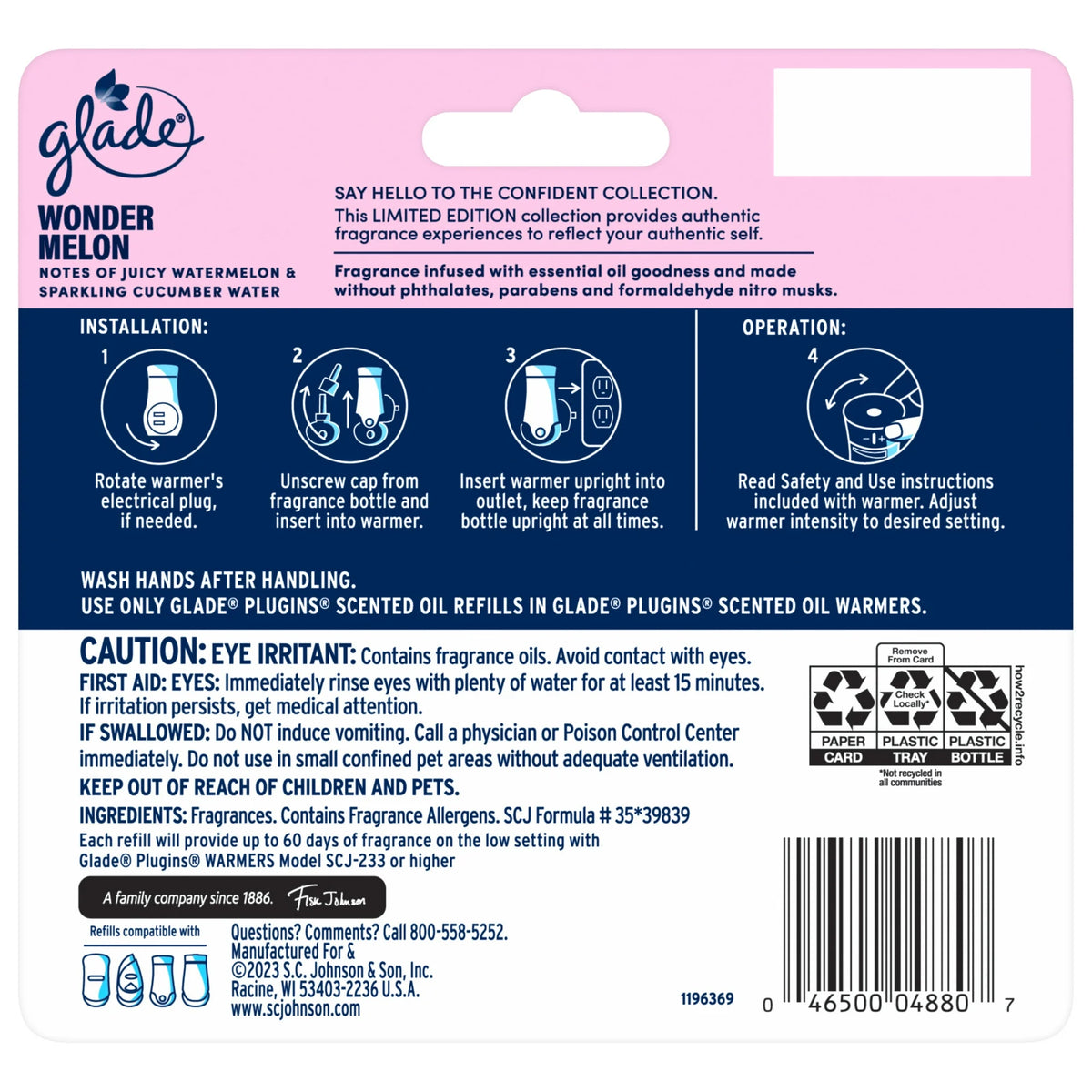 Glade PlugIns Scented Oil Refills, Wonder Melon, 0.67oz, 5 Count -