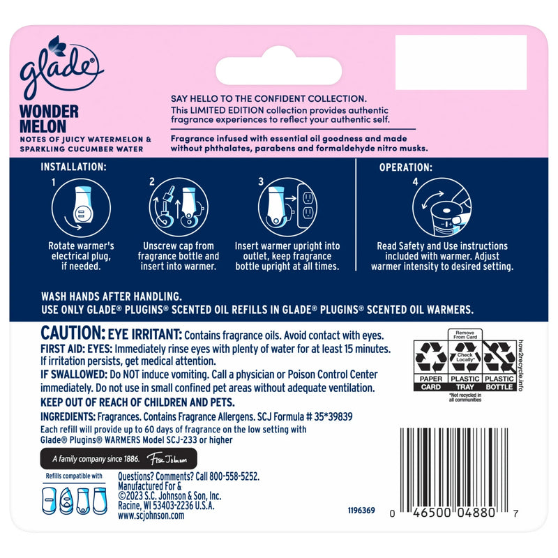Glade PlugIns Scented Oil Refills, Wonder Melon, 0.67oz, 5 Count