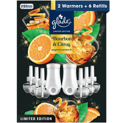 Glade PlugIns Scented Oil, Bourbon & Citrus, 2 Warmers + 6 Refills