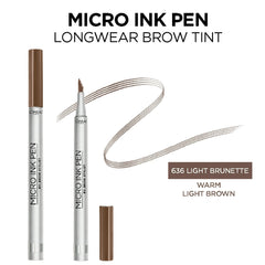 L'Oreal Paris Micro Ink Pen by Brow Stylist with Precision Comb Tip, 636 Light Brunette