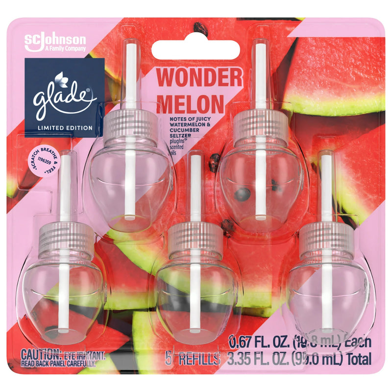 Glade PlugIns Scented Oil Refills, Wonder Melon, 0.67oz, 5 Count