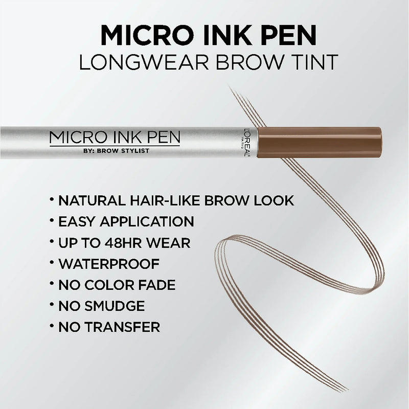 L'Oreal Paris Micro Ink Pen by Brow Stylist with Precision Comb Tip, 636 Light Brunette