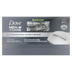 Dove Men+Care 3-In-1 Exfoliating Bar Soap, Charcoal + Clay, 3.75oz, 6 Count