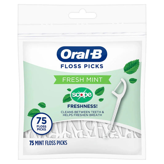 Oral-B Burst of Scope Dental Floss Picks, Fresh Mint, 75 Count -