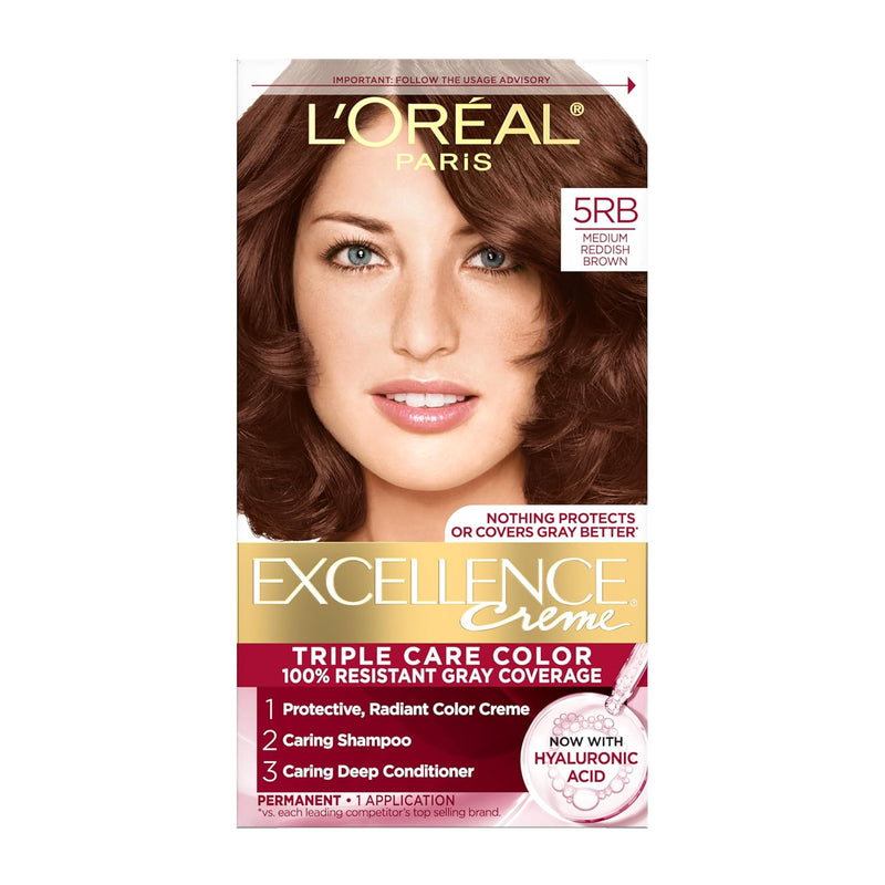 L'Oreal Paris Excellence Creme Permanent Hair Color, 5RB Medium Reddish Brown