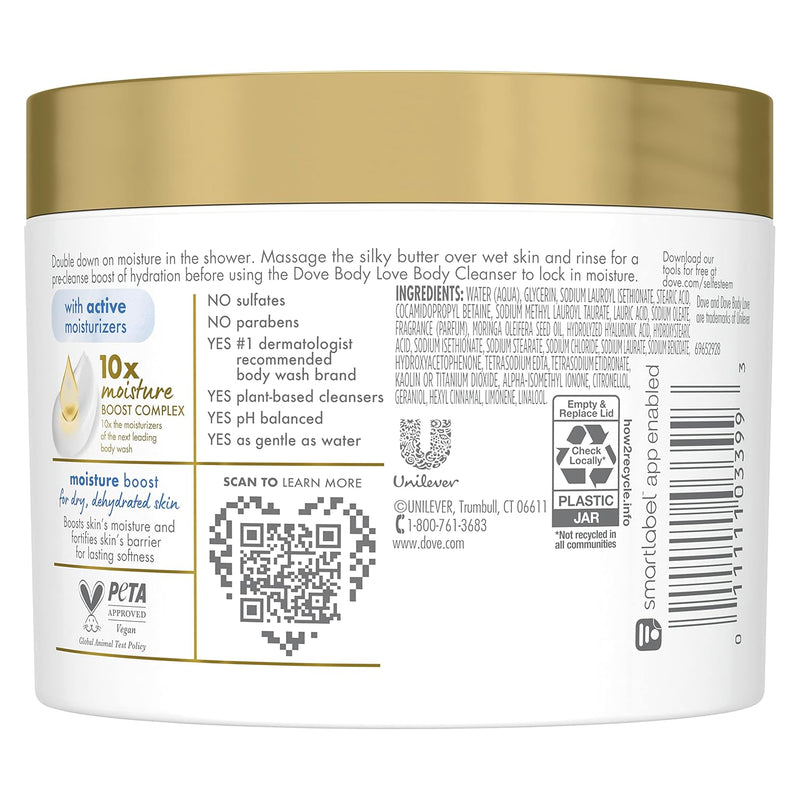 Dove Body Love Moisture Boost Pre-Cleanse Shower Butter, 10 oz