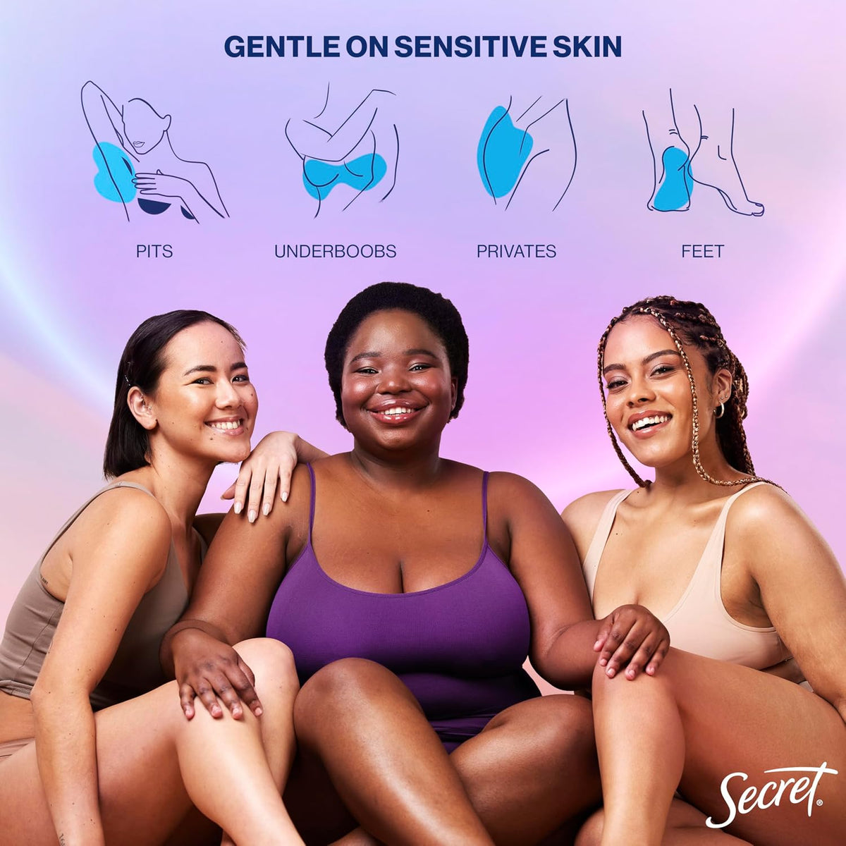Secret Whole Body Sensitive Deodorant Invisible Cream, Clean Scent, 0.8oz, Travel Size, 6-Pack -