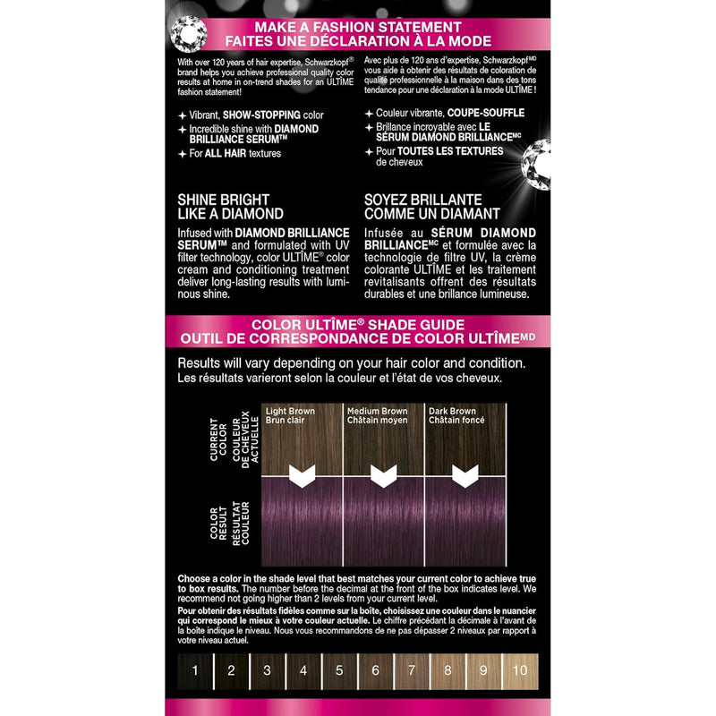 Schwarzkopf Color Ultime Long-Lasting Vibrant Hair Color, 4.33 Ultra Deep Violet