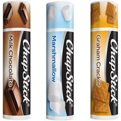 ChapStick S'Mores Collection 3 Count Variety Pack: Milk Chocolate, Marshmallow, Graham Cracker