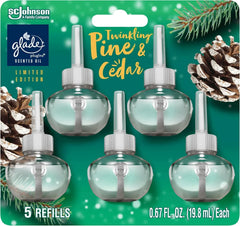 Glade PlugIns Scented Oil Air Freshener Refills, Twinkling Pine & Cedar, 0.67 oz, 5 Count