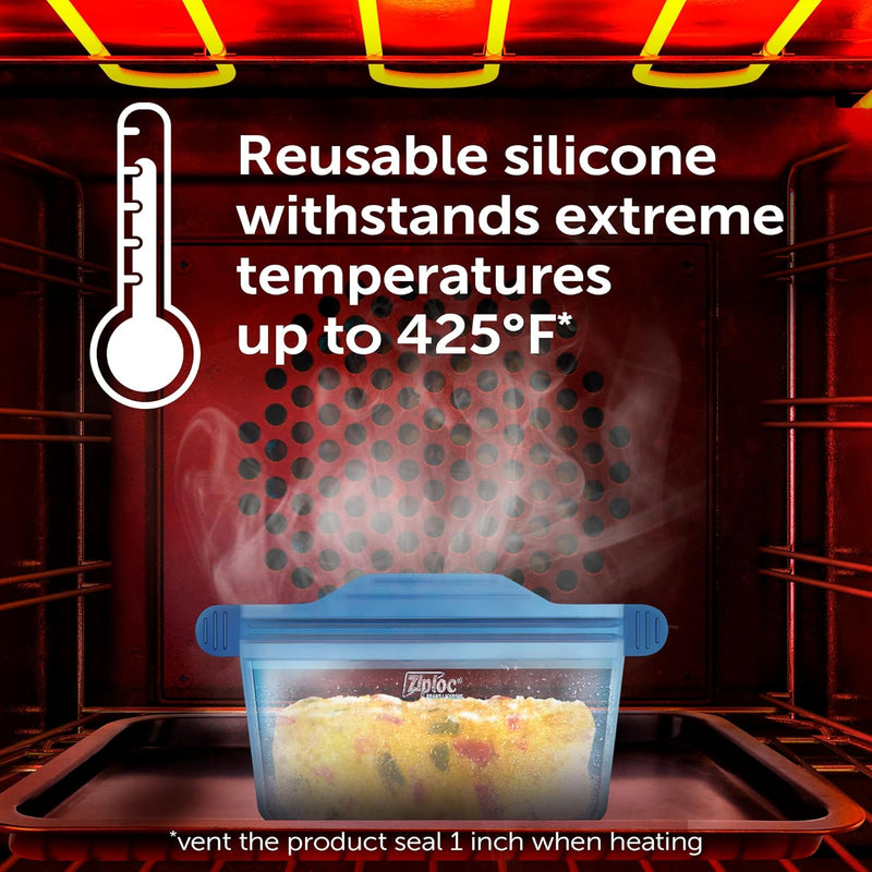Ziploc Endurables Small Container, Reusable Silicone Bags, 16oz