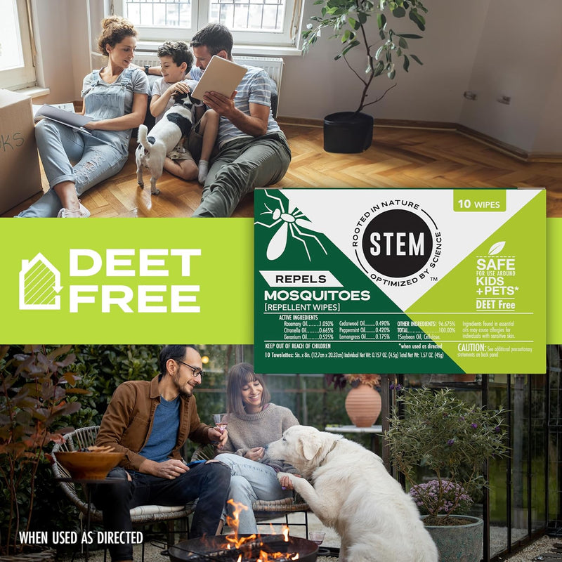 Stem Mosquito Repellent Wipes, 10 Count