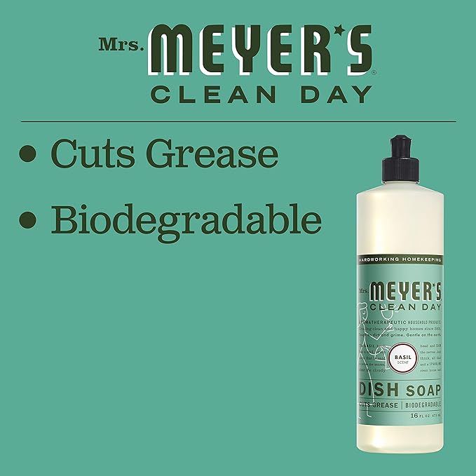 Mrs. Meyer's Clean Day Liquid Dish Soap, Basil, 16 Oz