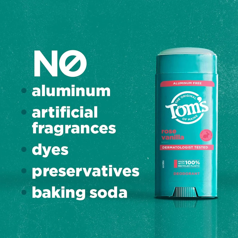 Tom’s of Maine Aluminum Free Deodorant, Rose Vanilla, 3.25oz