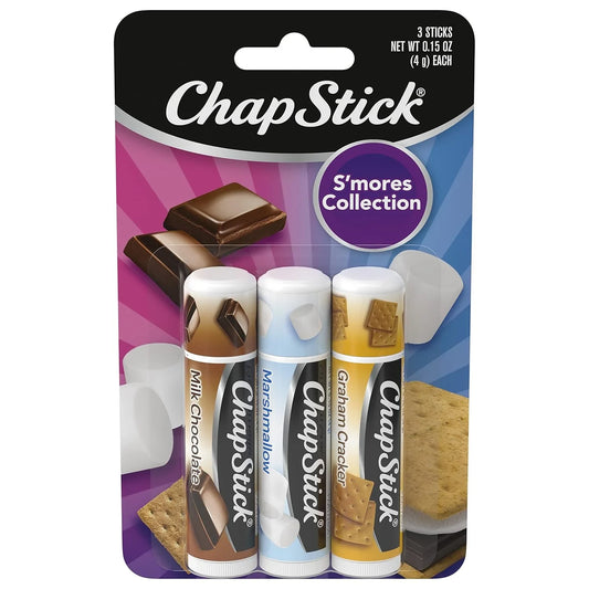 ChapStick S'Mores Collection 3 Count Variety Pack: Milk Chocolate, Marshmallow, Graham Cracker -