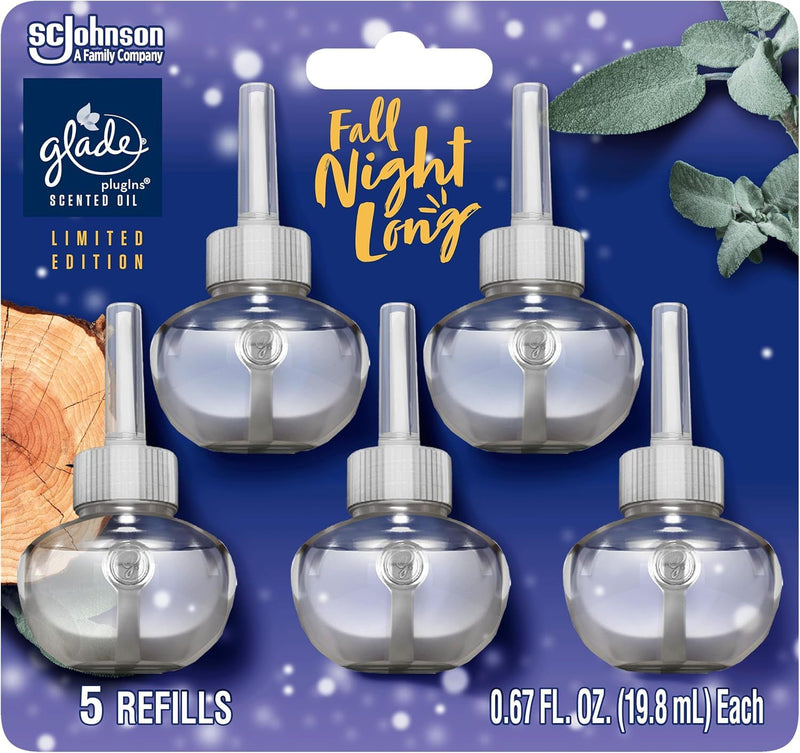 Glade PlugIns Scented Oil Air Freshener Refills, Fall Night Long, 0.67 oz, 5 Count