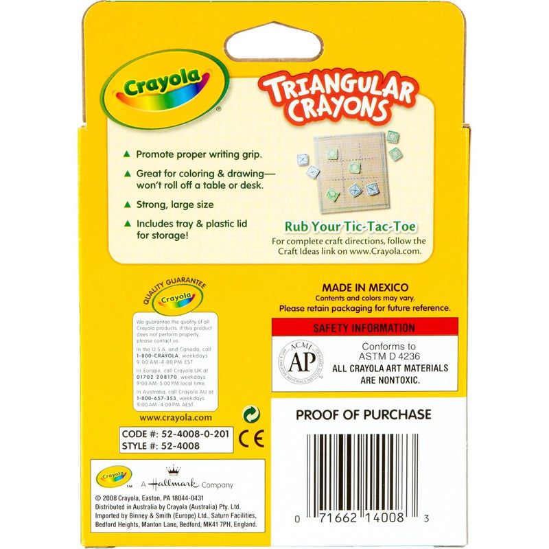 Crayola Triangular Anti-Roll Crayons, 8 Count