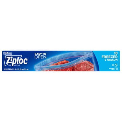 Ziploc 2 Gallon Freezer Bags, Easy To Open, 10 Count ( 13" x 15" ) -