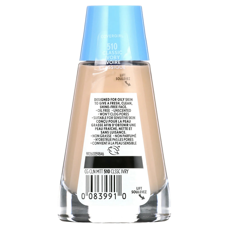 COVERGIRL Clean Matte Liquid Foundation, 510 Classic Ivory, 1oz