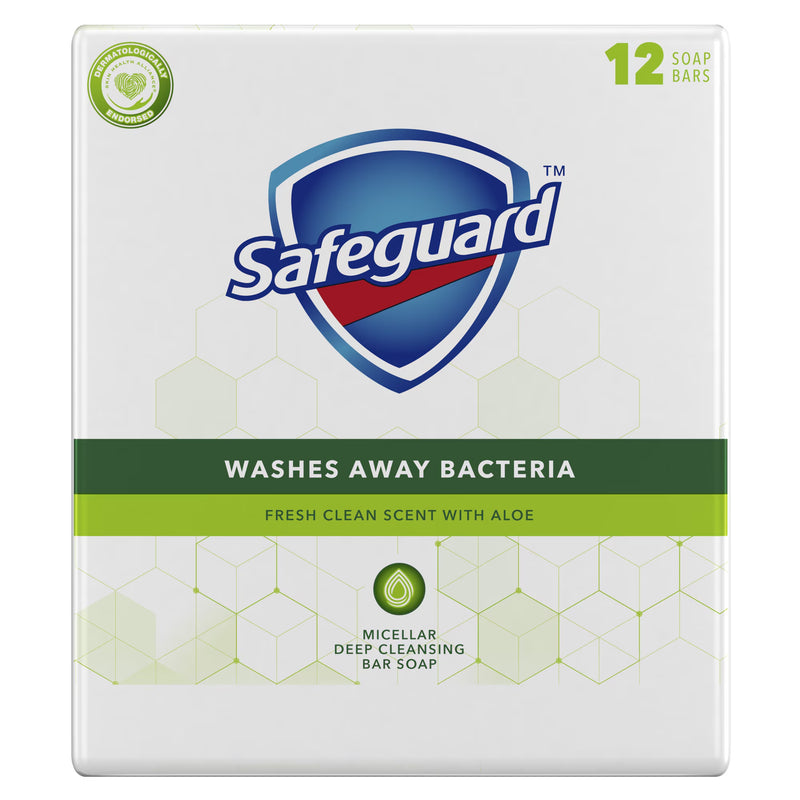 Safeguard Bar Soap, Fresh Clean Scent with Aloe, 4oz, 12 Bars