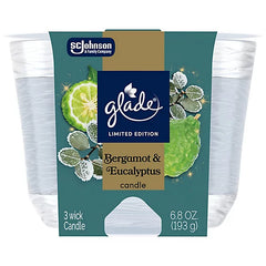 Glade Limited Edition 3-Wick Candle, Bergamot & Eucalyptus, 6.8oz