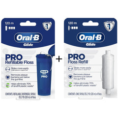 Oral-B Glide PRO Refillable Dental Floss, 120m + Floss Refill Starter Kit, 120m