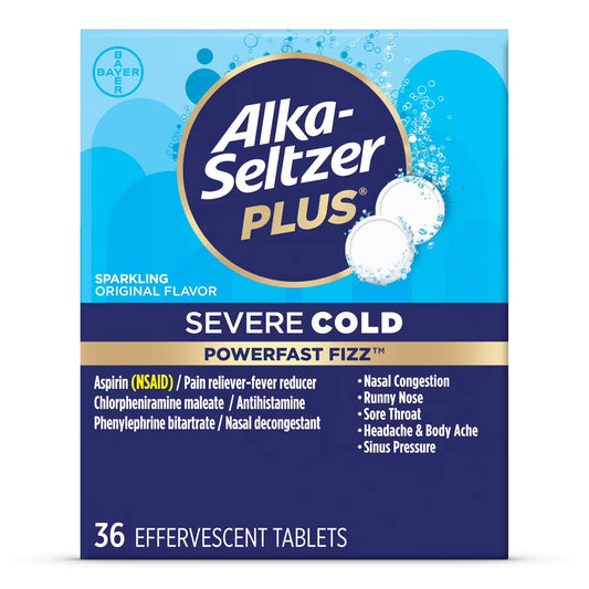 Alka-Seltzer Plus Powerfast Fizz Severe Cold Medicine Effervescent Tablets, 36 Count -