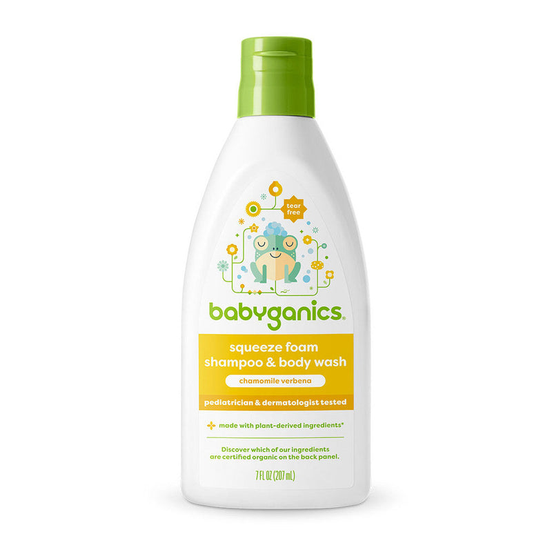 Babyganics Squeeze Foam Shampoo & Body Wash, Chamomile Verbena, 7oz