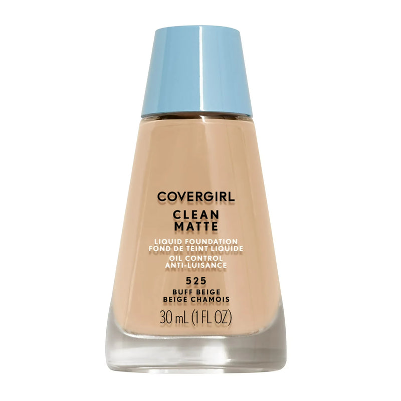 COVERGIRL Clean Matte Liquid Foundation, 525 Buff Beige, 1oz