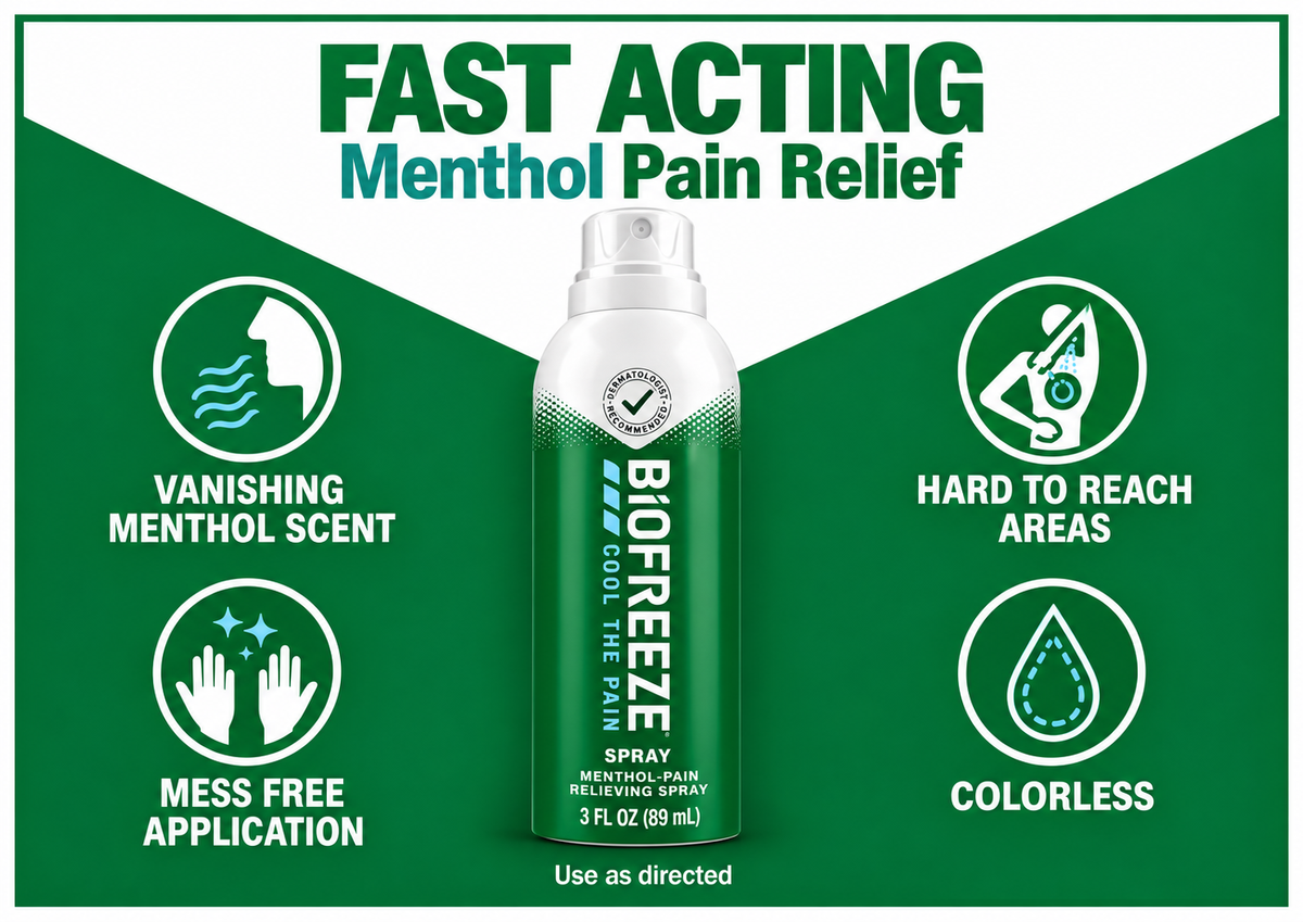Biofreeze Pain Relief Spray, Colorless, 3 fl oz