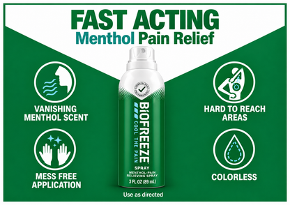 Biofreeze Pain Relief Spray, Colorless, 3 fl oz