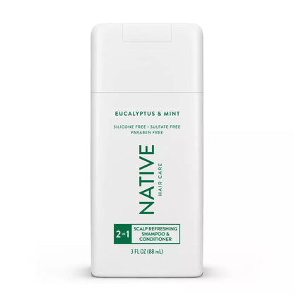 Native 2-in-1 Scalp Refreshing Shampoo & Conditioner, Eucalyptus & Mint, Travel Size, 3oz, 6-Pack -