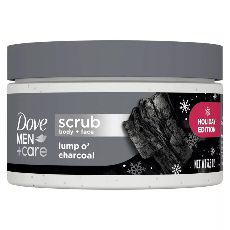Dove Men+Care Holiday Edition Body & Face Scrub, Lump O' Charcoal, 3.5oz