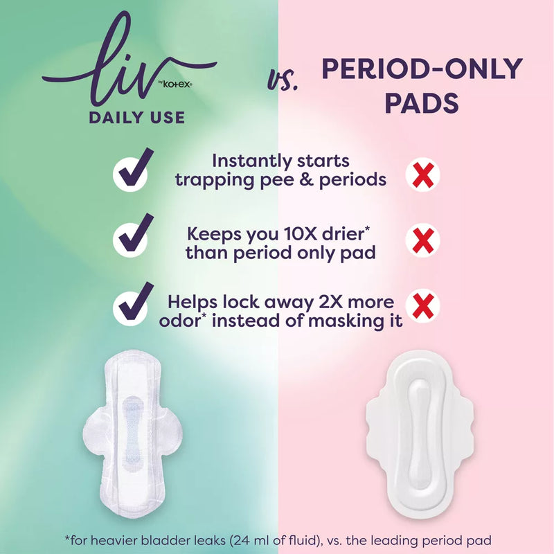 Liv by Kotex Period & Pee Pads, Ultra Thin, Regular, 28 Count