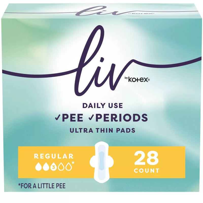Liv by Kotex Period & Pee Pads, Ultra Thin, Regular, 28 Count