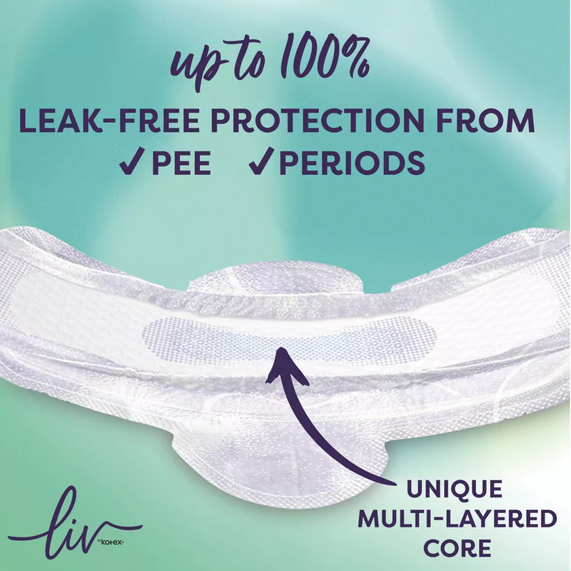Liv by Kotex Period & Pee Pads, Ultra Thin, Heavy, 24 Count