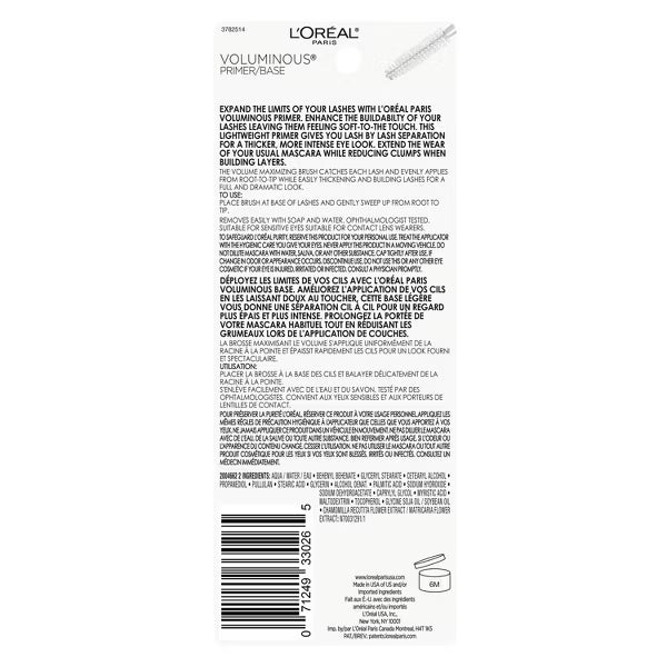 L'Oreal Paris Voluminous Primer Base Mascara, 0.24 Oz, 300 White