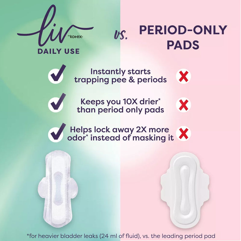 Liv by Kotex Period & Pee Pads, Ultra Thin, Heavy, 24 Count