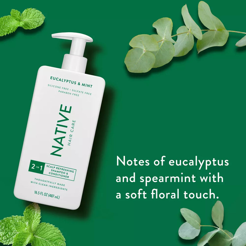 Native 2 in 1 Scalp Refreshing Shampoo & Conditioner, Eucalyptus & Mint, 16.5oz