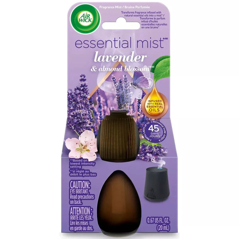 Air Wick Essential Mist Diffuser Starter Kit (White Diffuser +  Lavender & Almond Blossom Refill)