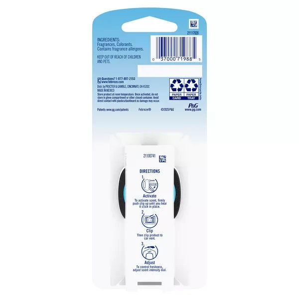 Febreze Auto Car Vent Clip Air Freshener, Evening Woods, 1 Count