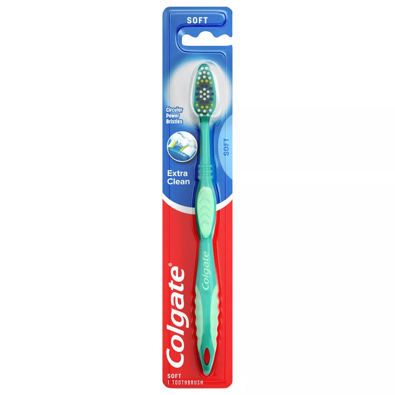 Colgate Extra Clean Toothbrush, Soft Bristles, 6-Pack, Colors May Vary