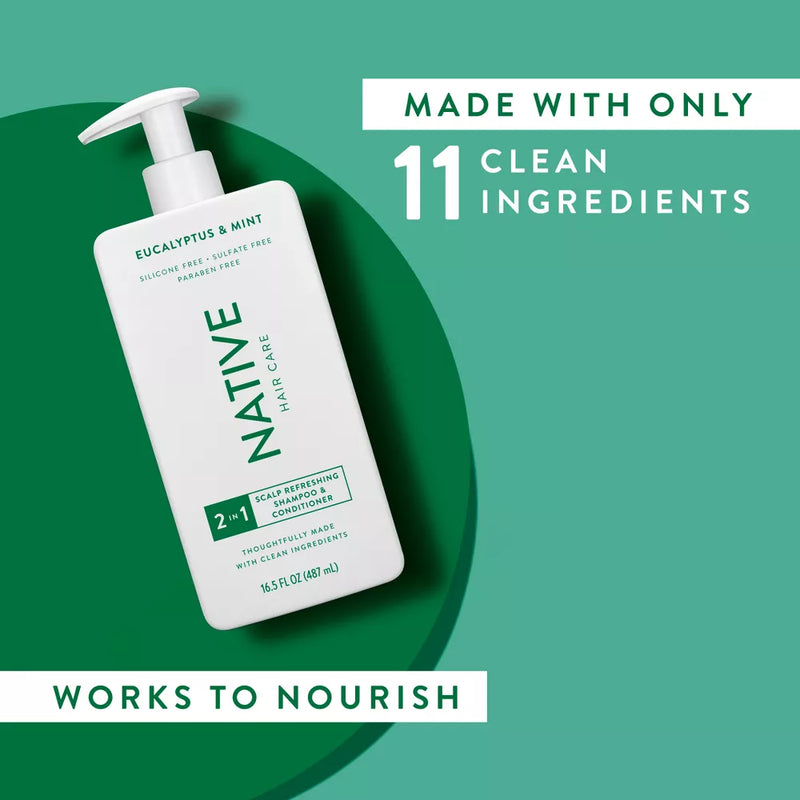 Native 2 in 1 Scalp Refreshing Shampoo & Conditioner, Eucalyptus & Mint, 16.5oz