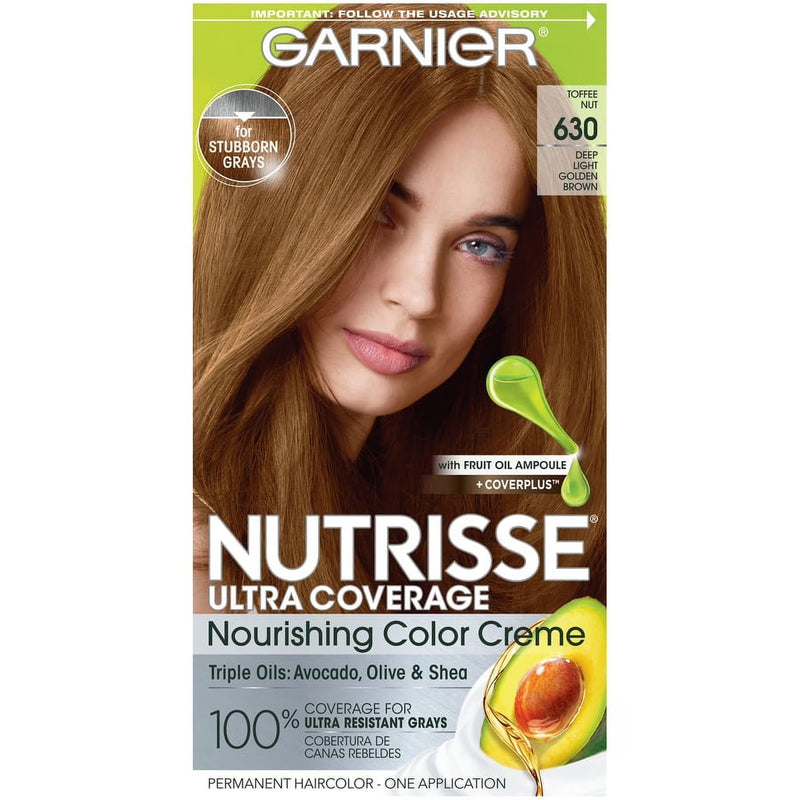 Garnier Nutrisse Ultra Coverage Nourishing Hair Color Creme, 630 Deep Light Golden Brown