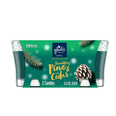 Glade Limited Edition Twinkling Pine & Cedar Scented Candle, 3.4 Oz Each, 2 Count